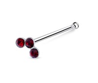 Red Stone Silver Bone Nose Stud NSKD-93